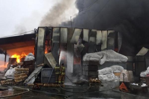 Крупный продуктовый склад загорелся в Новосибирске